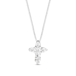1/10 CT. T.W. Diamond Dainty Cross Pendant in 10K White Gold