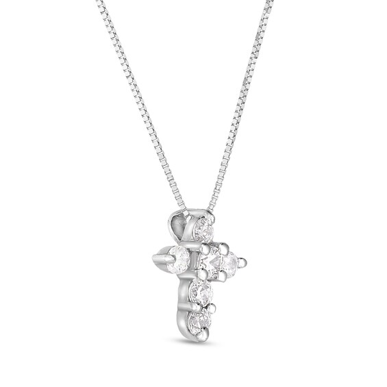 1/10 CT. T.w. Diamond Dainty Cross Pendant in 10K White Gold