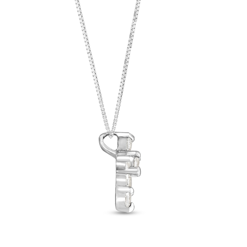 Main Image 3 of 1/10 CT. T.W. Diamond Dainty Cross Pendant in 10K White Gold