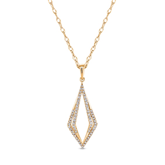 1/4 CT. T.w. Diamond Inverted Kite Outline Pendant in 10K Gold