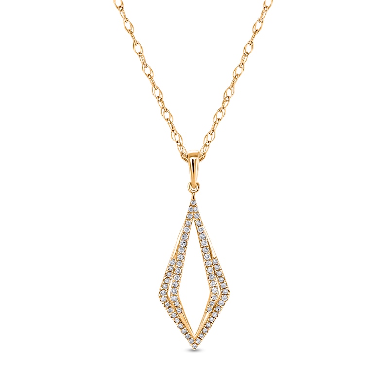 Main Image 1 of 1/4 CT. T.W. Diamond Inverted Kite Outline Pendant in 10K Gold