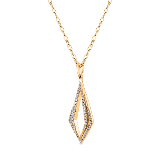 1/4 CT. T.w. Diamond Inverted Kite Outline Pendant in 10K Gold