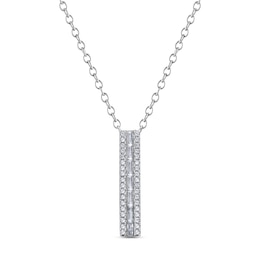 3/8 CT. T.W. Baguette Diamond Edge Vertical Bar Pendant in 10K White Gold