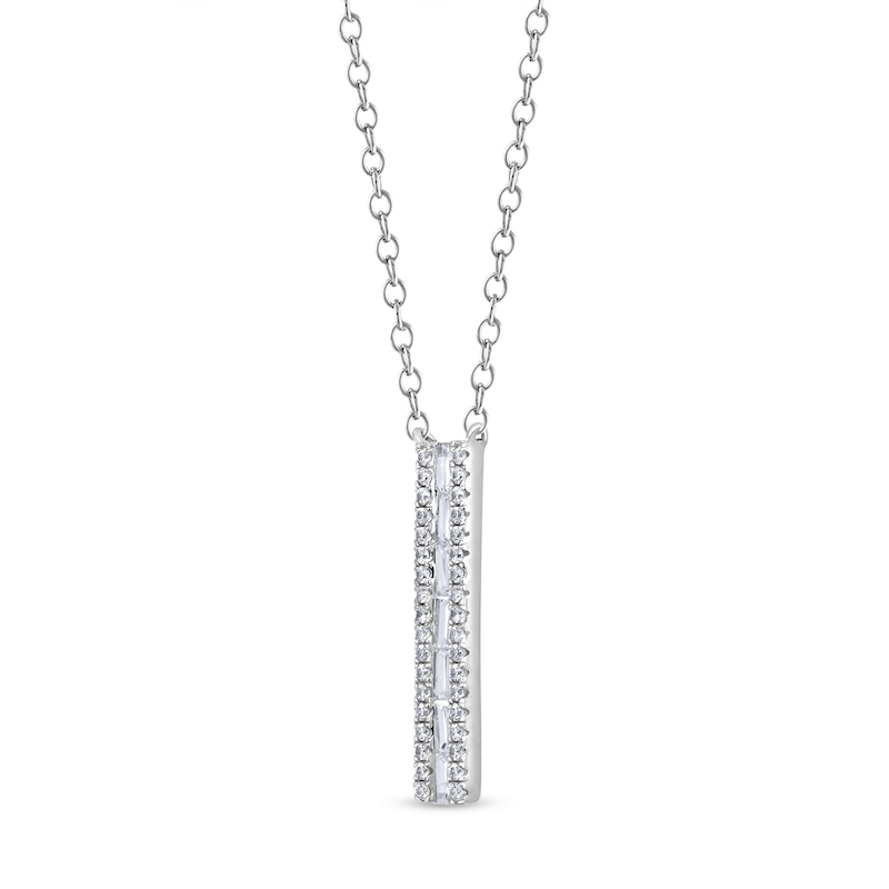 Main Image 2 of 3/8 CT. T.W. Baguette Diamond Edge Vertical Bar Pendant in 10K White Gold