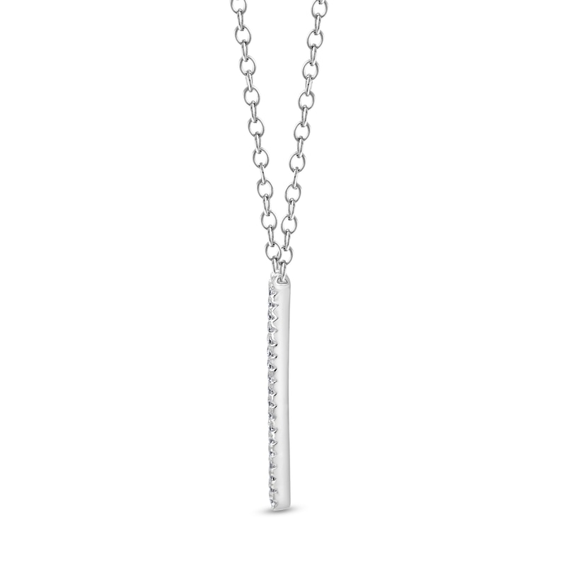 Main Image 3 of 3/8 CT. T.W. Baguette Diamond Edge Vertical Bar Pendant in 10K White Gold