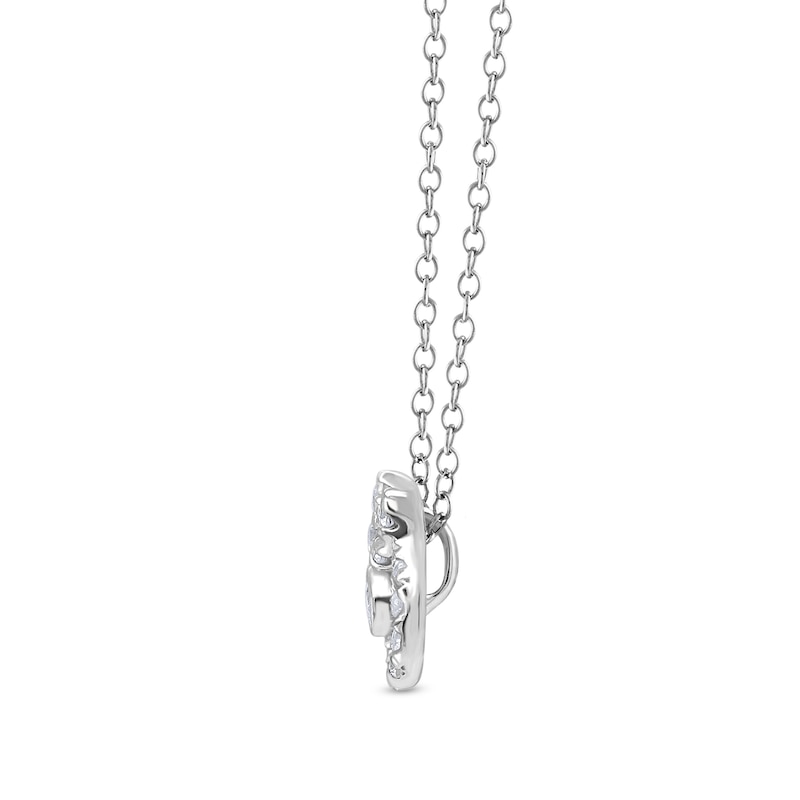 Main Image 3 of 1/4 CT. T.W. Diamond Wreath with Bow Pendant in Sterling Silver