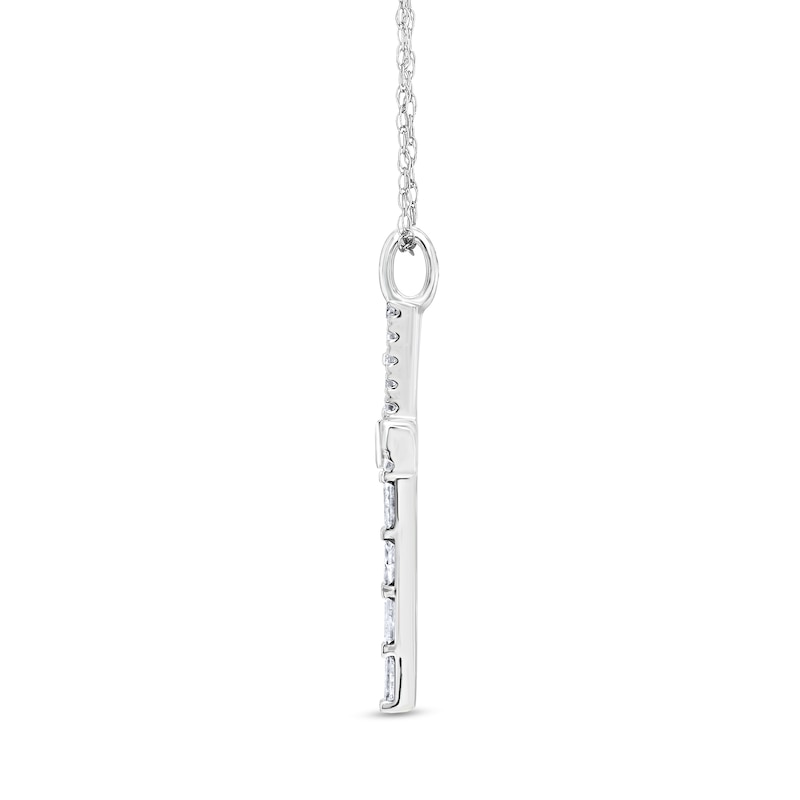 Main Image 3 of 1/3 CT. T.W. Multi-Shaped Diamond Cross Pendant in 10K White Gold