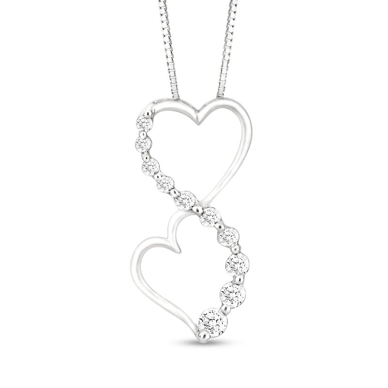 Main Image 1 of 1/4 CT. T.W. Journey Diamond Infinity Hearts Pendant in 10K White Gold