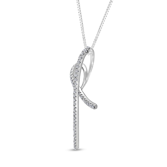1/3 CT. T.w. Diamond Heart Loop Cross Pendant in 10K White Gold