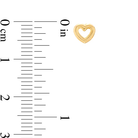 Child's Puffed Outline Heart Stud Earrings in 14K Gold