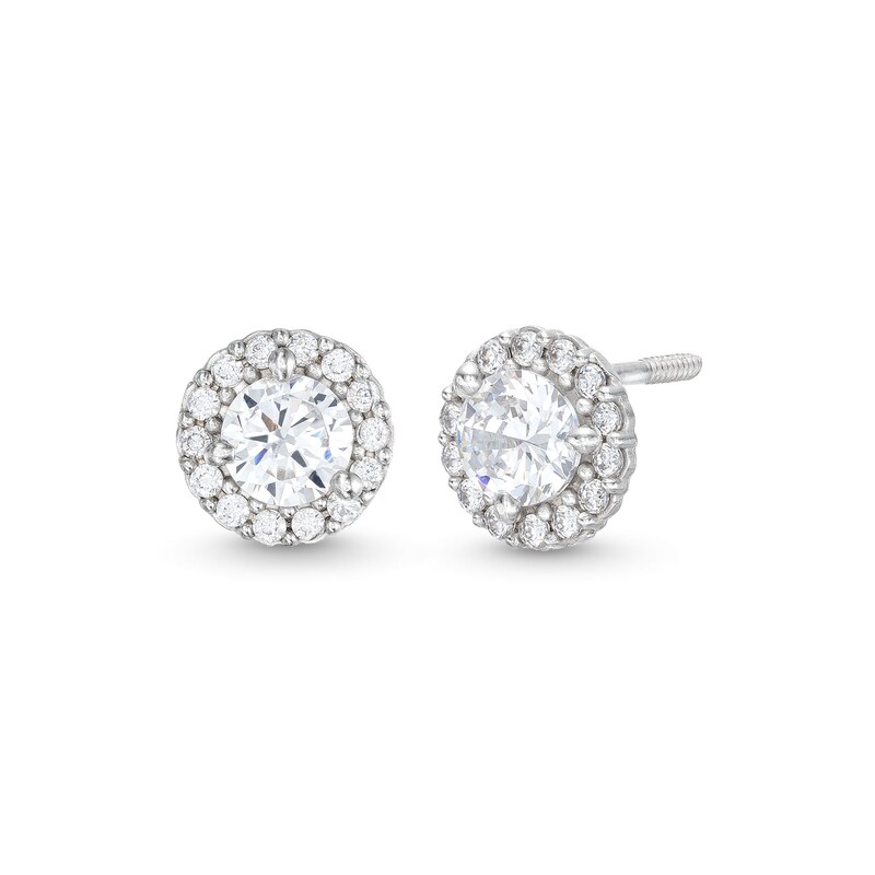 Child's Cubic Zirconia Frame Stud Earrings in 14K White Gold | Zales