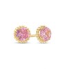 Thumbnail Image 1 of Child's Pink Cubic Zirconia Beaded Frame Stud Earrings in 14K Gold