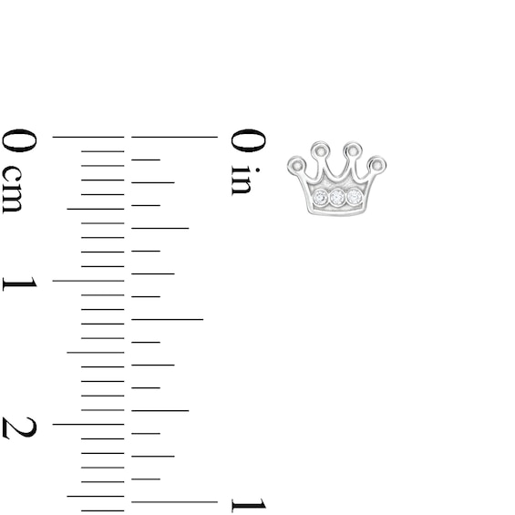 Child's Cubic Zirconia Crown Stud Earrings in 14K White Gold