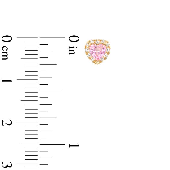 Child's Cubic Zirconia Frame Heart Stud Earrings in 14K Gold