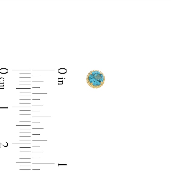 Child's Blue Cubic Zirconia Beaded Frame Stud Earrings in 14K Gold