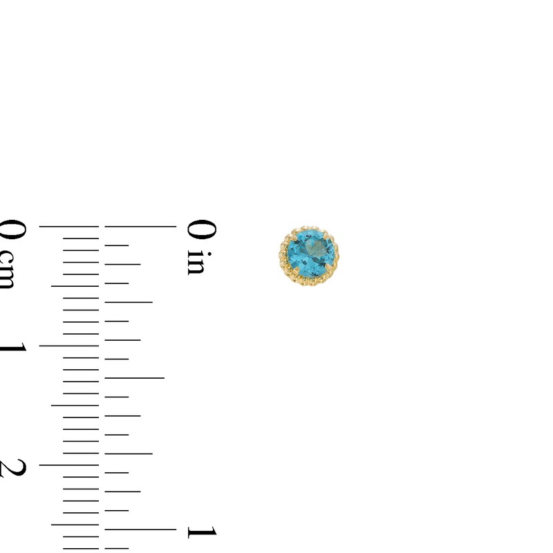 Main Image 2 of Child's Blue Cubic Zirconia Beaded Frame Stud Earrings in 14K Gold