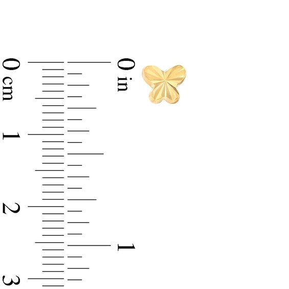 Child's Diamond-Cut Rounded Butterfly Stud Earrings in Hollow 14K Gold