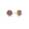 Thumbnail Image 1 of Child's Purple Cubic Zirconia Beaded Frame Stud Earrings in 14K Gold