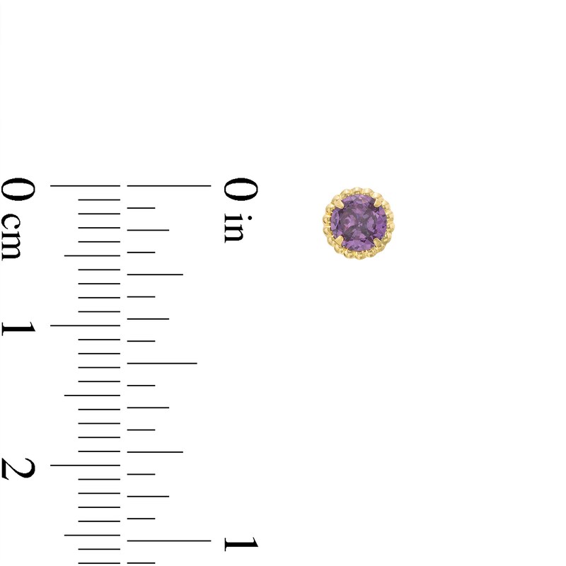 Main Image 2 of Child's Purple Cubic Zirconia Beaded Frame Stud Earrings in 14K Gold