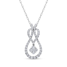 1/2 CT. T.W. Clover Multi-Diamond Abstract Infinity Pendant in 10K White Gold