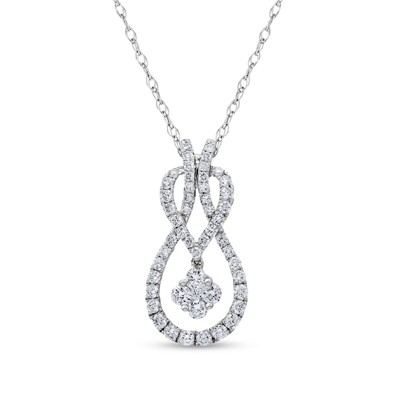 1/2 CT. T.w. Clover Multi-Diamond Abstract Infinity Pendant in 10K White Gold