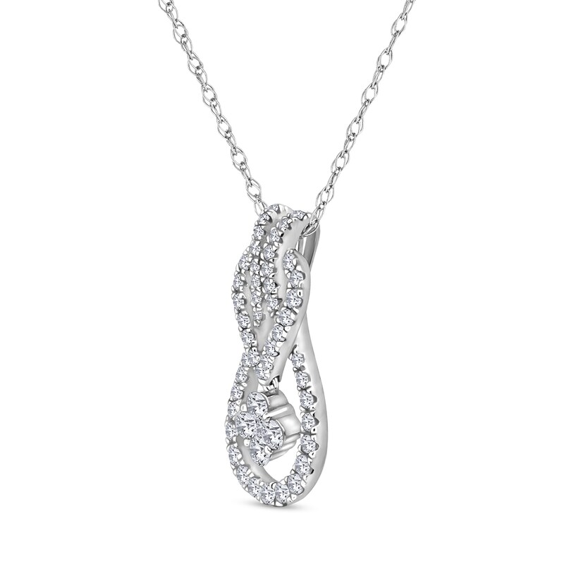 Main Image 2 of 1/2 CT. T.W. Clover Multi-Diamond Abstract Infinity Pendant in 10K White Gold