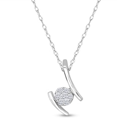 1/10 CT. T.W. Multi-Diamond Bypass Double Bar Pendant in 10K White Gold