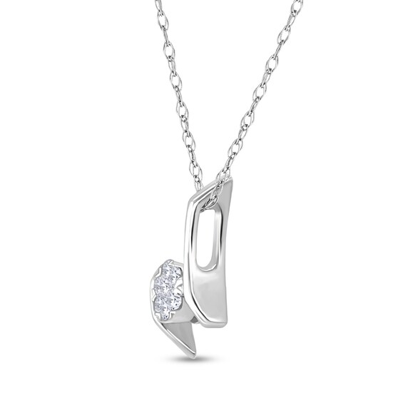 1/10 CT. T.w. Multi-Diamond Bypass Double Bar Pendant in 10K White Gold