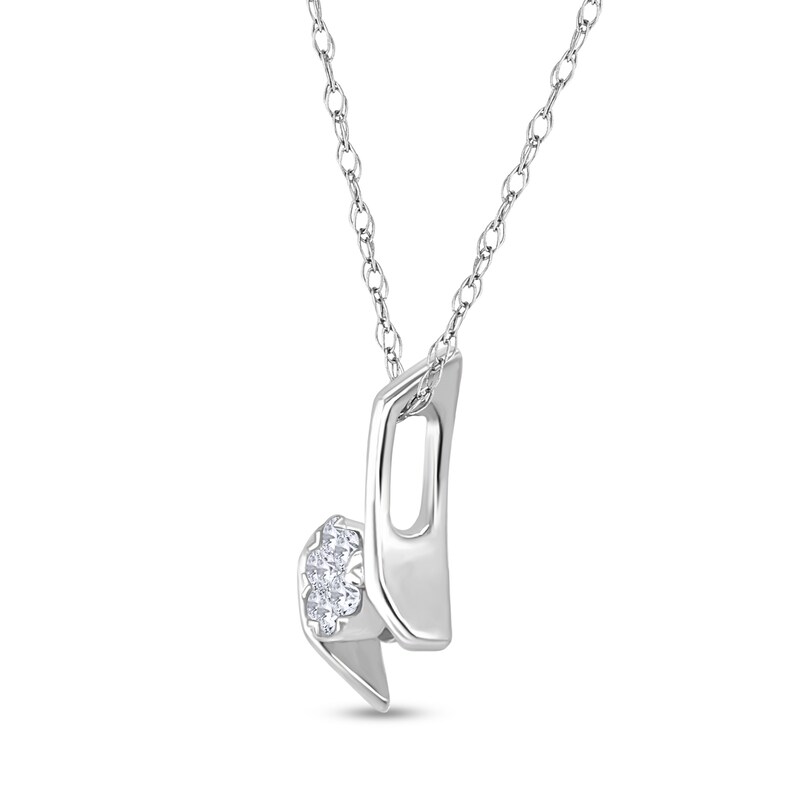 Main Image 2 of 1/10 CT. T.W. Multi-Diamond Bypass Double Bar Pendant in 10K White Gold