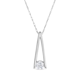 1/10 CT. Diamond Solitaire Inverted "V" Pendant in 10K White Gold