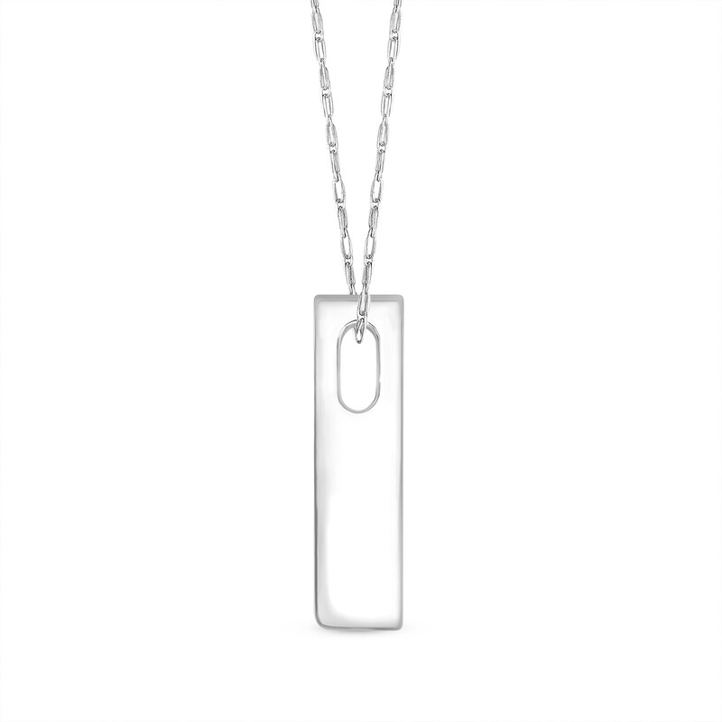 Main Image 2 of 1/10 CT. Diamond Solitaire Inverted "V" Pendant in 10K White Gold