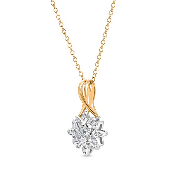 1/15 CT. T.w. Multi-Diamond Leaf Frame Pendant in 10K Two-Tone Gold