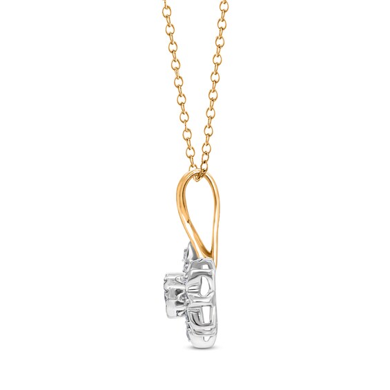 1/15 CT. T.w. Multi-Diamond Leaf Frame Pendant in 10K Two-Tone Gold