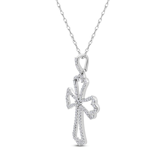 1/3 CT. T.w. Diamond Open Cross Pendant in 10K White Gold