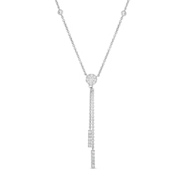 1/3 CT. T.W. Multi-Diamond Double Strand Dangle Y-Necklace in 10K White Gold