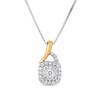 Thumbnail Image 1 of 1/4 CT. T.W. Cushion Multi-Diamond Flame-Top Pendant in 10K Two-Tone Gold