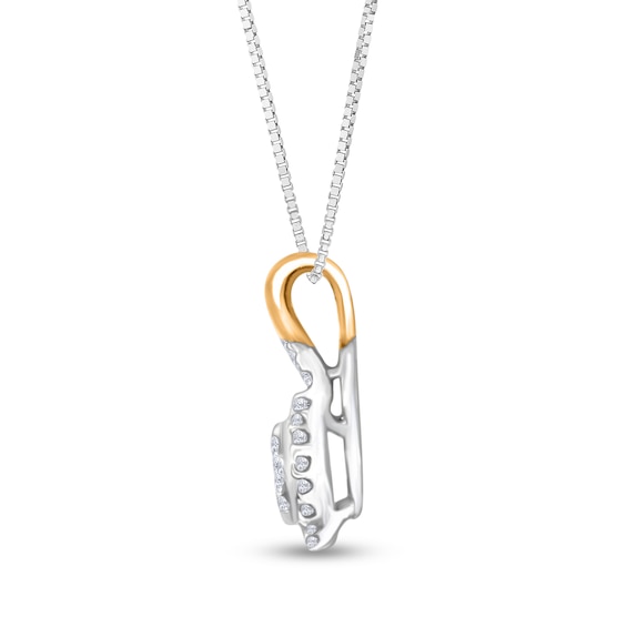 1/4 CT. T.w. Cushion Multi-Diamond Flame-Top Pendant in 10K Two-Tone Gold