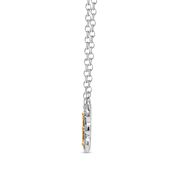 1/4 CT. T.w. Diamond Frame "Love" Necklace in Sterling Silver and 14K Gold Plate