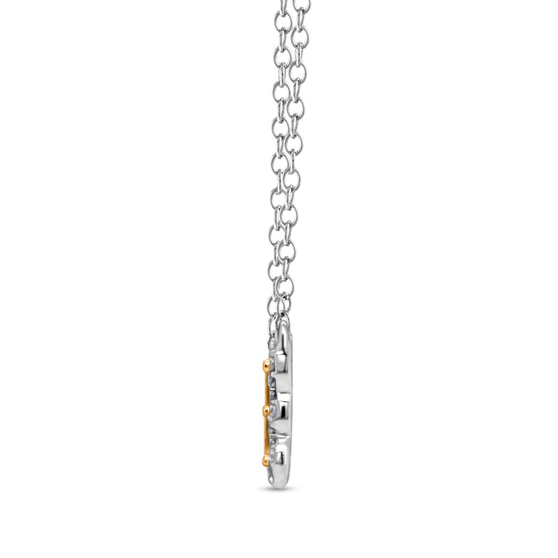 Main Image 2 of 1/4 CT. T.W. Diamond Frame "LOVE" Necklace in Sterling Silver and 14K Gold Plate