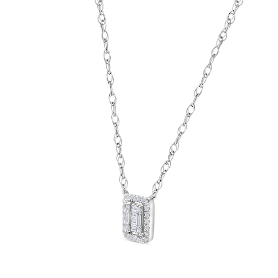 1/4 CT. T.w. Princess Multi-Diamond Square Frame Necklace in 10K White Gold