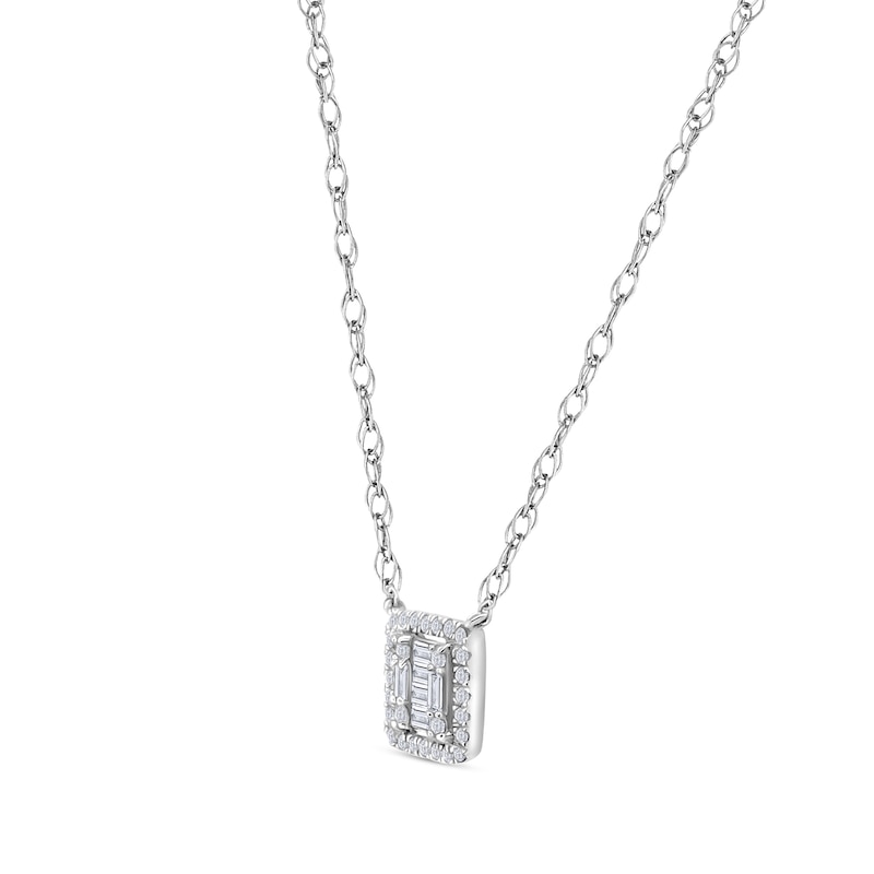 Main Image 2 of 1/4 CT. T.W. Princess Multi-Diamond Square Frame Necklace in 10K White Gold