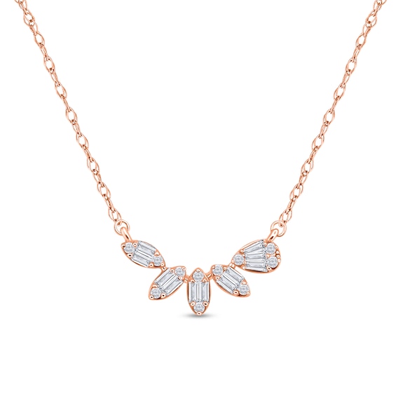 1/4 CT. T.w. Marquise Multi-Diamond Petals Necklace in 10K Rose Gold