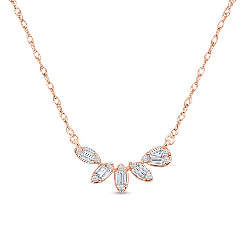 Main Image 1 of 1/4 CT. T.W. Marquise Multi-Diamond Petals Necklace in 10K Rose Gold
