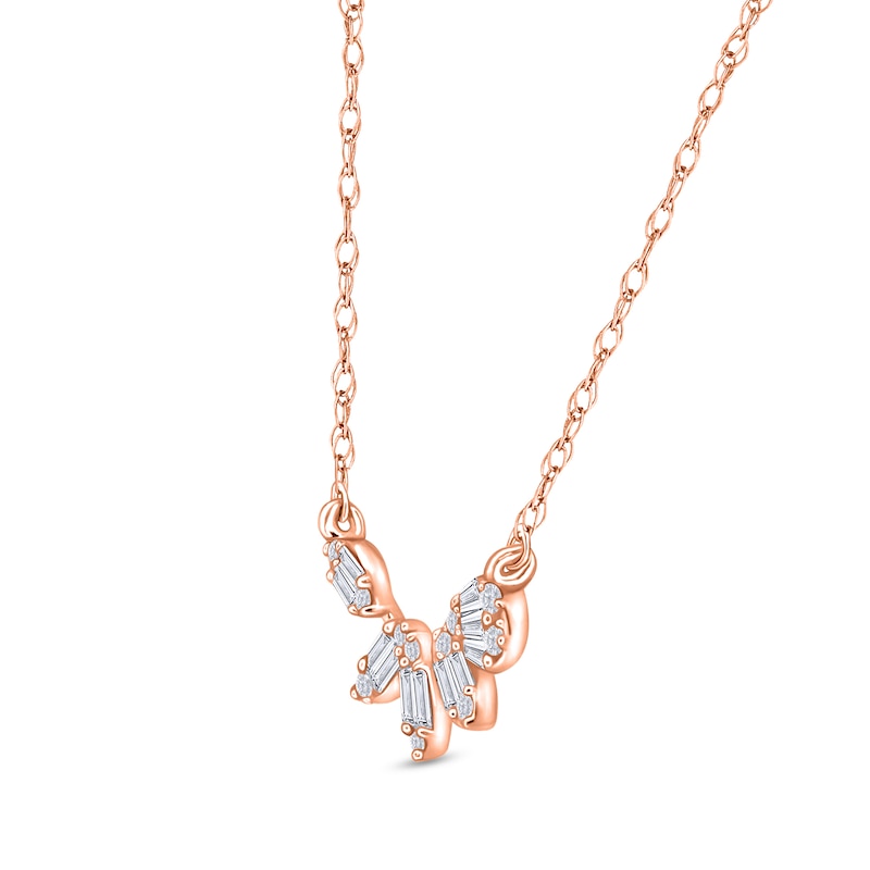 Main Image 2 of 1/4 CT. T.W. Marquise Multi-Diamond Petals Necklace in 10K Rose Gold