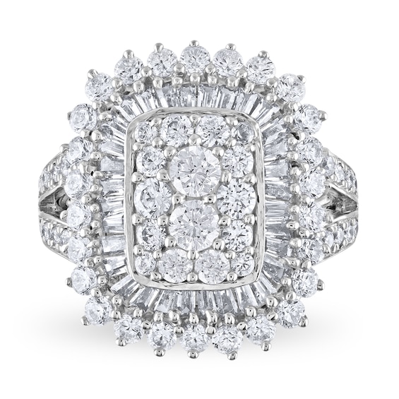 2-1/2 CT. T.w. Cushion Multi-Diamond Shadow Frame Ring in 10K White Gold