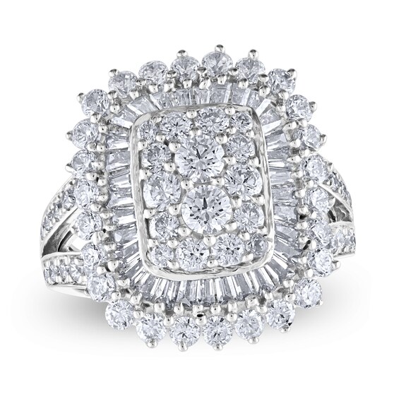 2-1/2 CT. T.w. Cushion Multi-Diamond Shadow Frame Ring in 10K White Gold