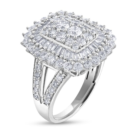 2-1/2 CT. T.w. Cushion Multi-Diamond Shadow Frame Ring in 10K White Gold