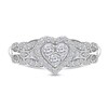 Thumbnail Image 1 of 1/4 CT. T.W. Heart Multi-Diamond Fleur-de-Lis Shank Ring in 10K White Gold