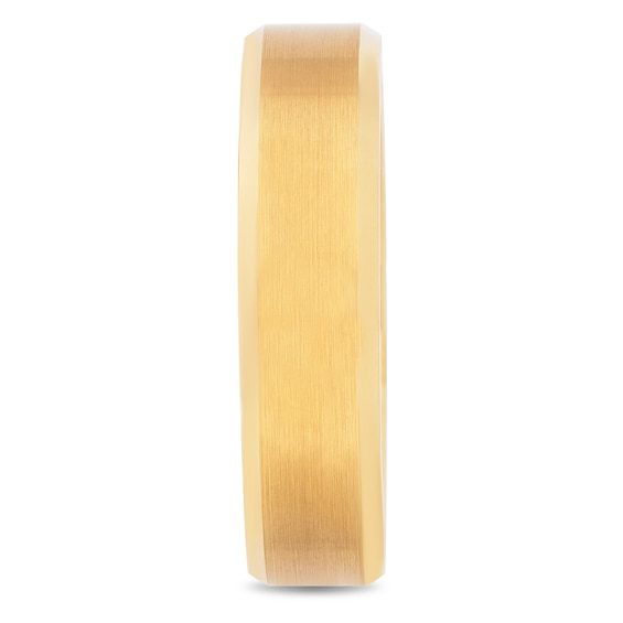 6.0mm Satin Center Beveled Edge Band Yellow Ion-Plated Tungsten