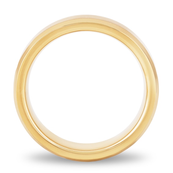 Men's 6.0mm Satin Center Beveled Edge Band in Yellow Ion-Plated Tungsten